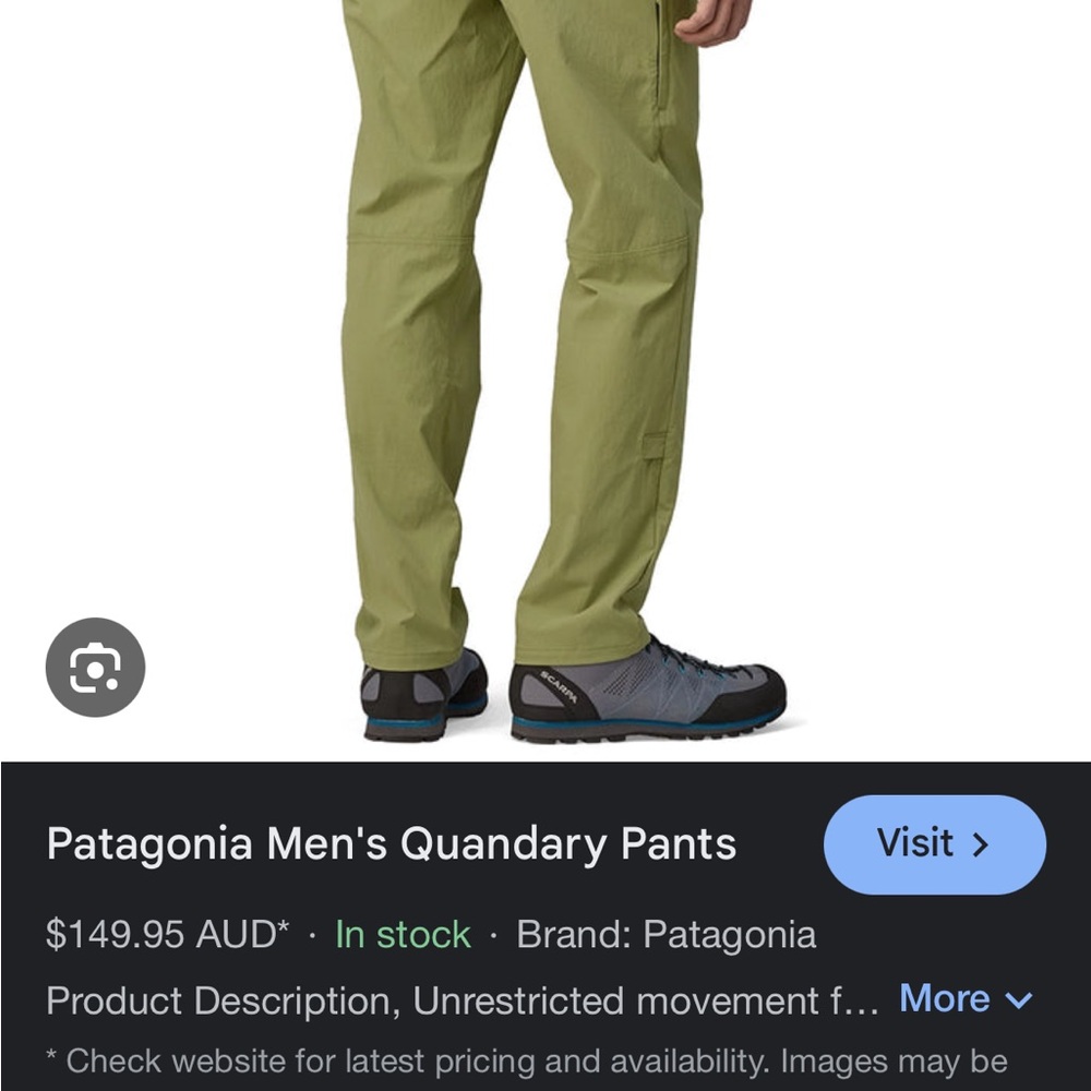 Patagonia Green Cargo Pants Outdoor Adventure